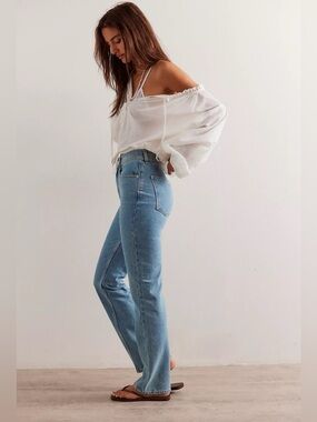 Free People Xena High Rise Slim Straight Jeans We The Free